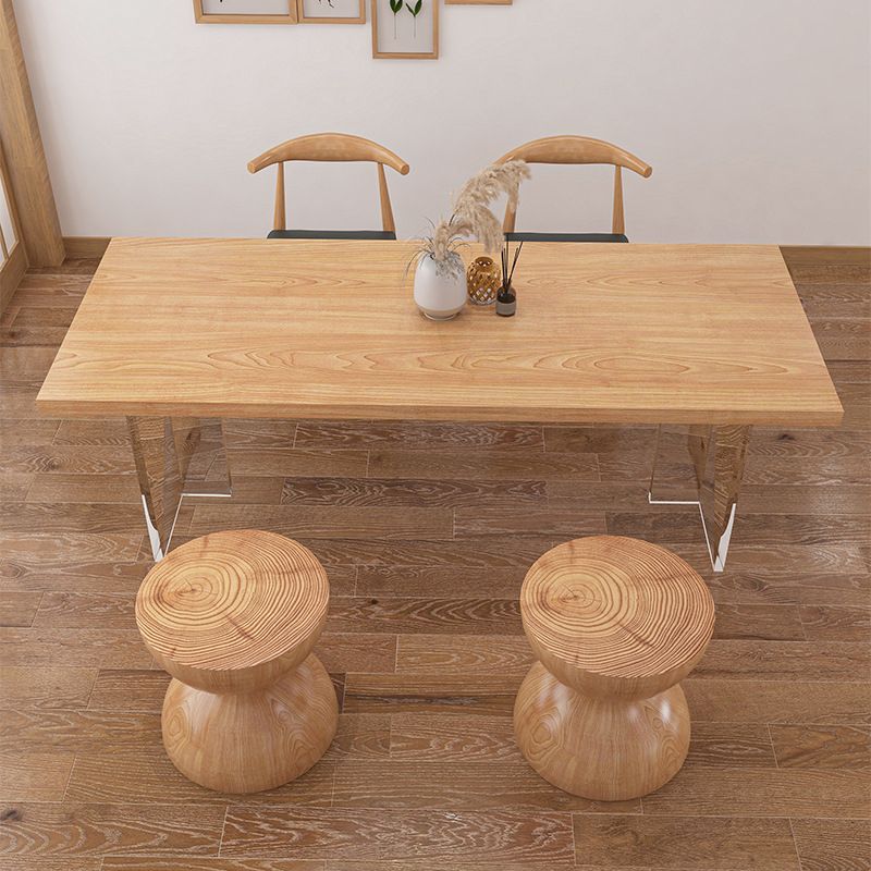 Pine Wood Top Dining Table Traditional Luxury Solid Wood Table with Sled Base