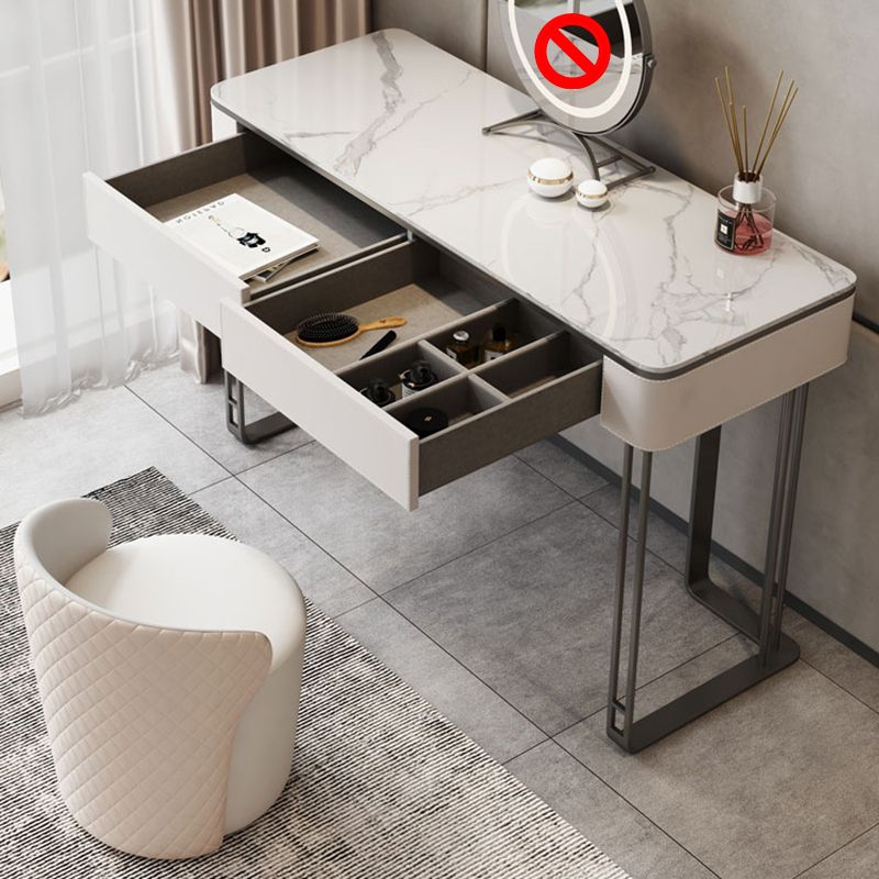 Modern Double Drawers Vanity Dressing Table Slate Makeup Vanity Set