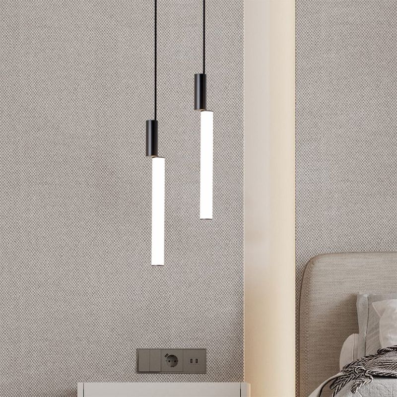 Cylindrical Hanging Ceiling Light Modern Acrylic LED Bedroom Suspended Lighting Fixture