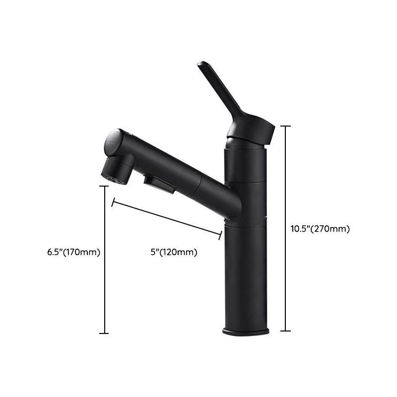 Modern Bathroom Vessel Faucet Swivel Spout Single Handle Faucet with Pull down Sprayer