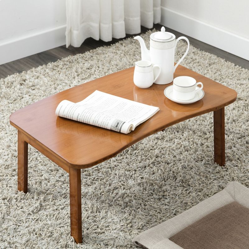 Modern Brown/Oak 4 Legs 1 Coffee Table Geometric Folding Table for Living Room