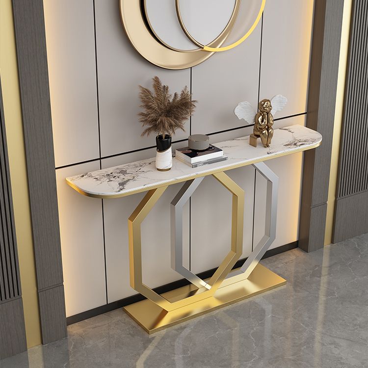 Glam Console Accent Table Antique Finish Sofa Table in Stone