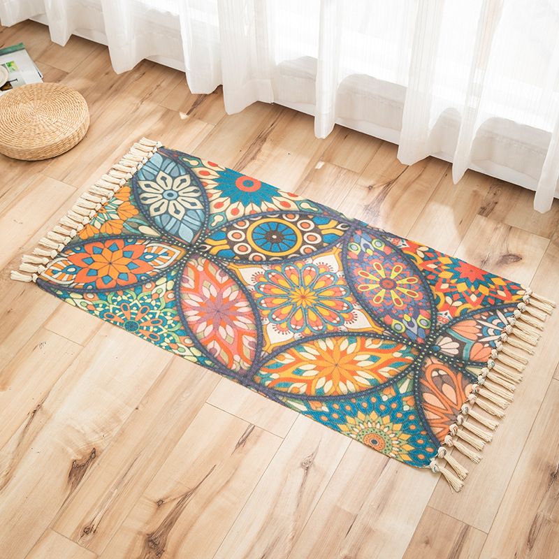 Levendige planten gebreide vloerkleed multi -gekleurde modern tapijt synthetisch huisdiervriendelijk tapijt voor logeerkamer