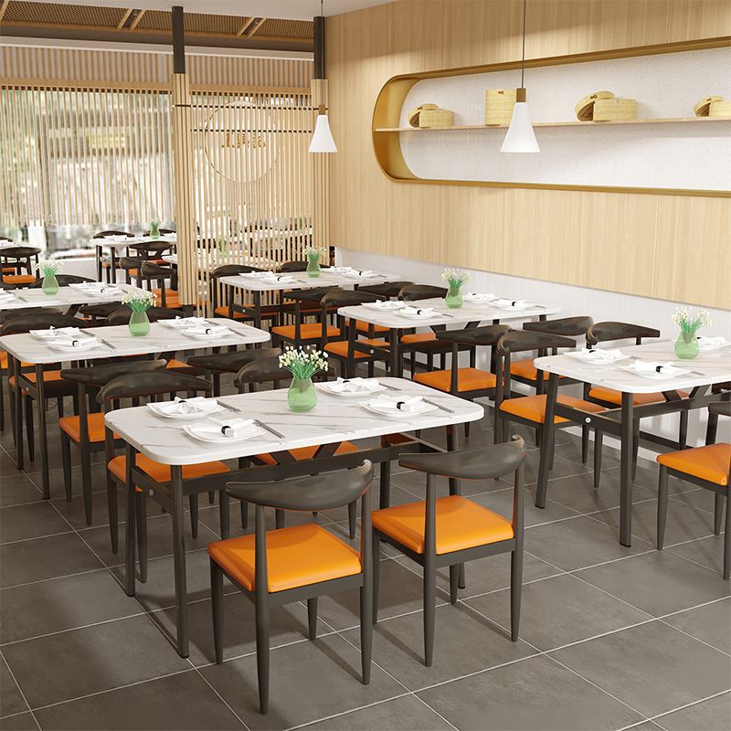 Contemporary White Rectangle Wooden Dining Table with 4 Foot