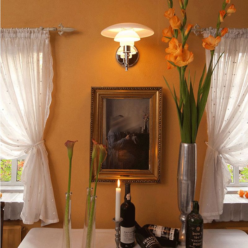 Modern Metal LED Flush Mount Wall Sconce 1-Light Wall Sconce Lights with Grass Shade