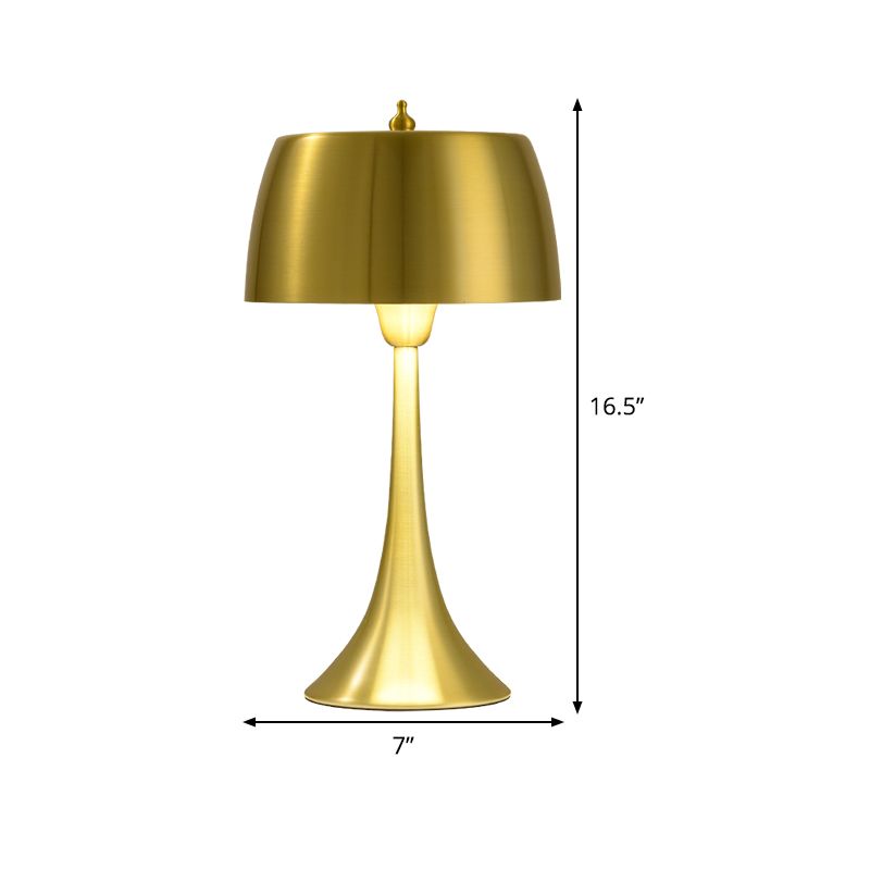 Lampada da comodino a tamburo, illuminazione postmoderna in metallo, 1 luce, oro, per camera da letto