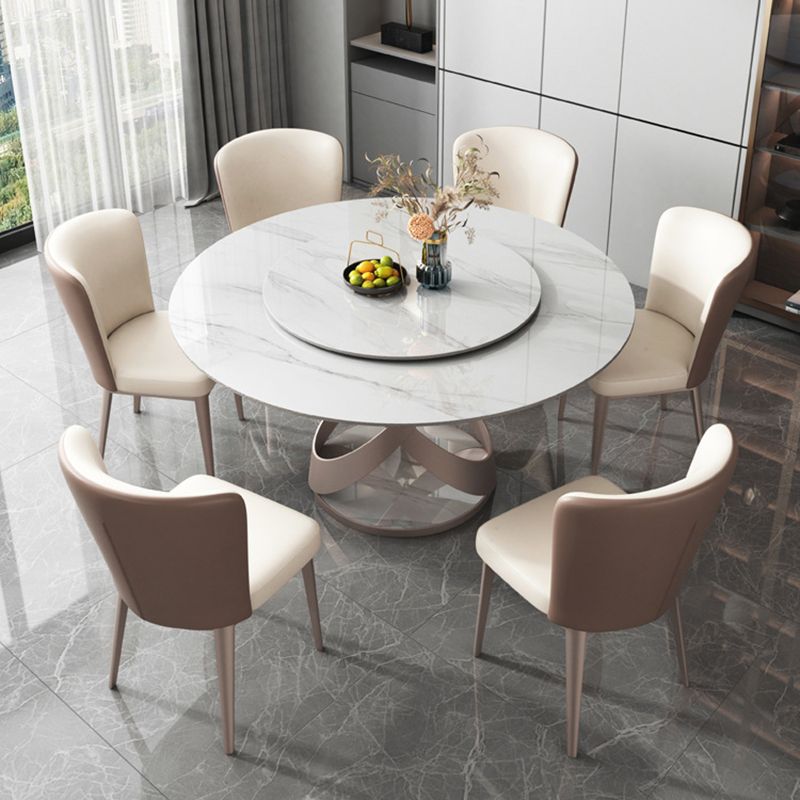 Contemporary Metal Dining Chair Faux Leather Armless Dining Chair for Home Use