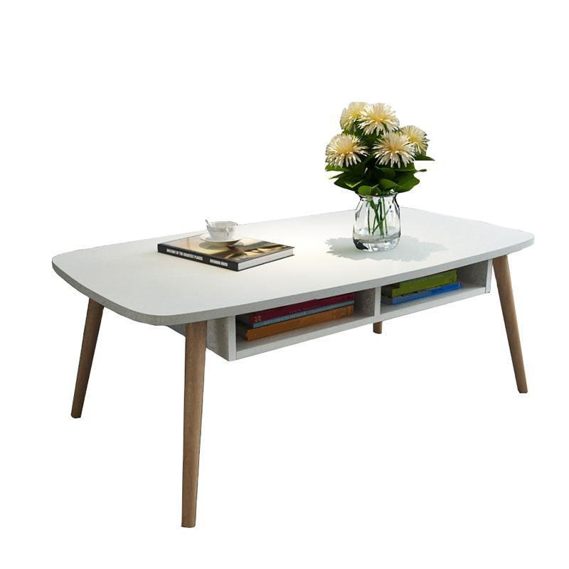 Modern 4 Legs Cocktail Table Rectangular Coffee Table - White/Wood