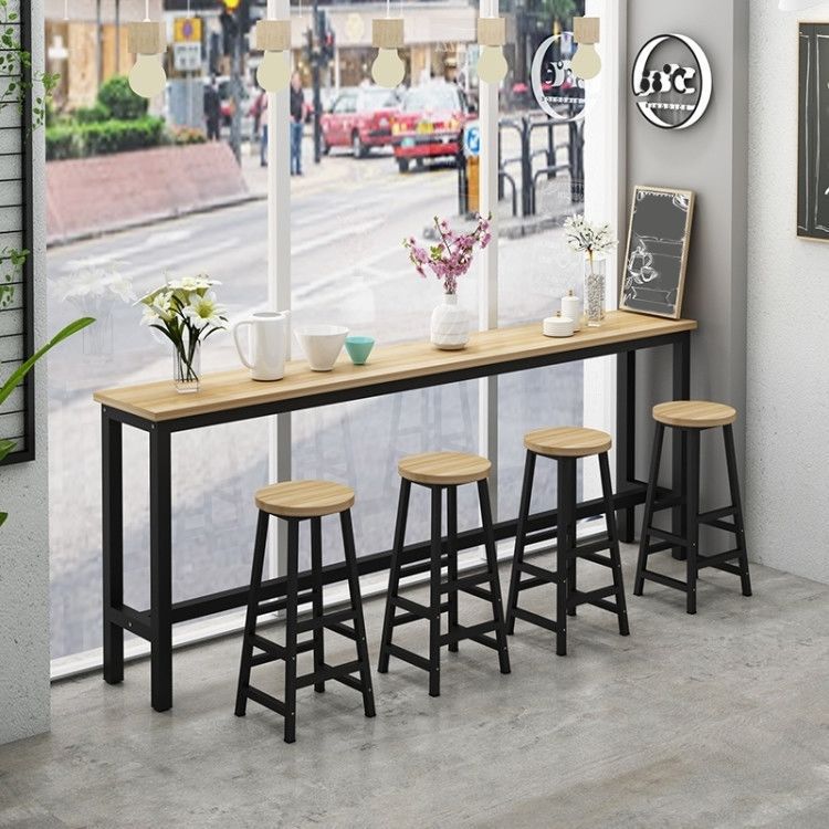 Rectangle Top Bar Dining Table Modern Bar Dining Table with Trestle Base