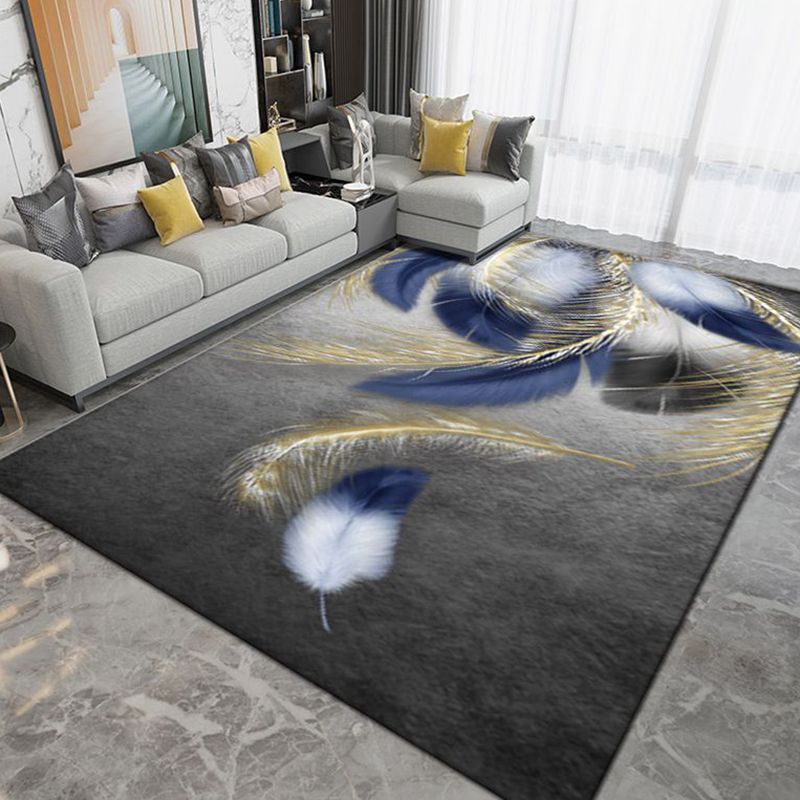 Light Gray Modern Rug Polyester Pattern Area Rug Stain Resistant Rug for Home Decor