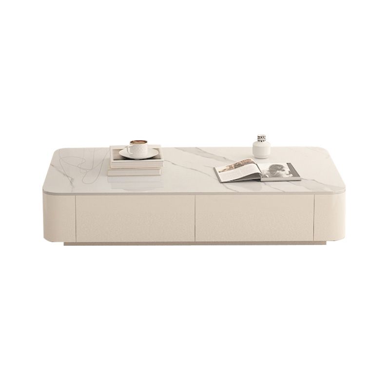 Block Rectangular Coffee Table Modern Single Coffee Table with Drawers