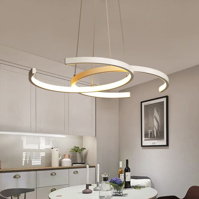 Lampada lampadario a 2 frame cramato bianco/nero Modernismo LED LED Metallic Down Lighting Ciondolo in luce calda/bianca