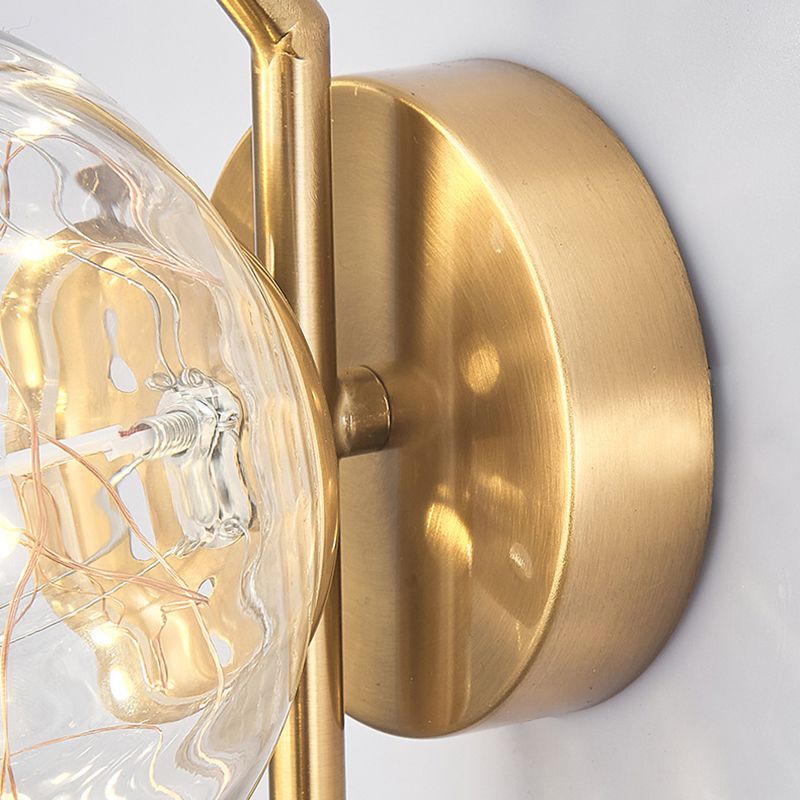 Transparent Globe Glass Bedside Lamp Nordic Style LED Lights String Stairs Sconce Light with Metal Fixed Arm