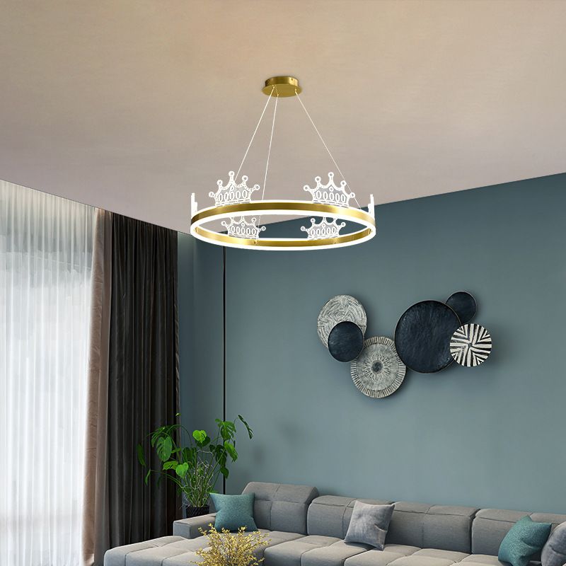Postmoderner Kreis Kronleuchter Messing Kronleuchter Anhänger in Gold für Esszimmer
