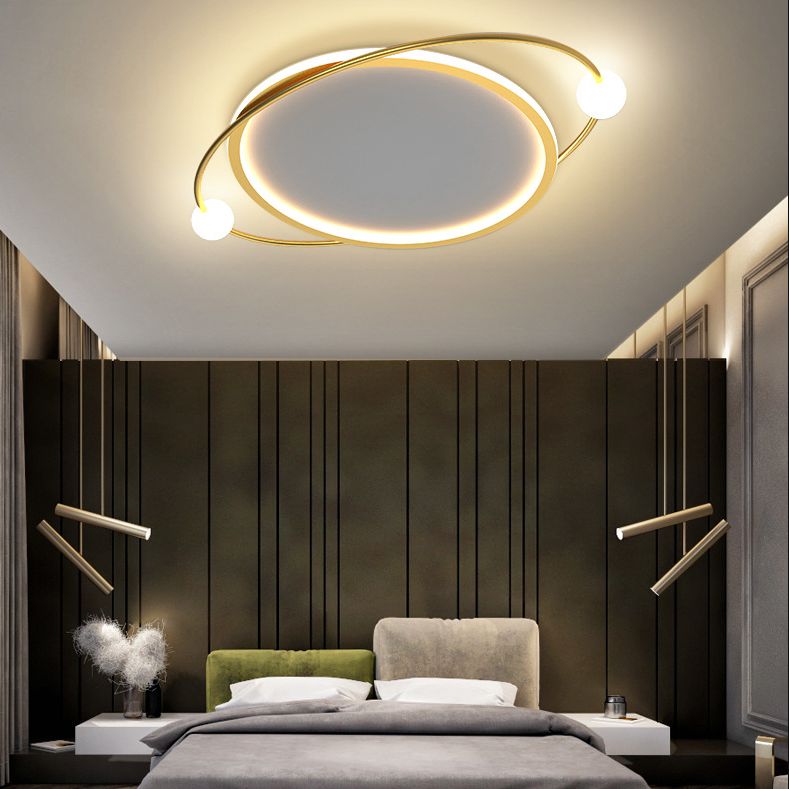 Gold Ring Flush Mount Ceiling Light Simplicity LED Acrylic Close to Ceiling Lamp