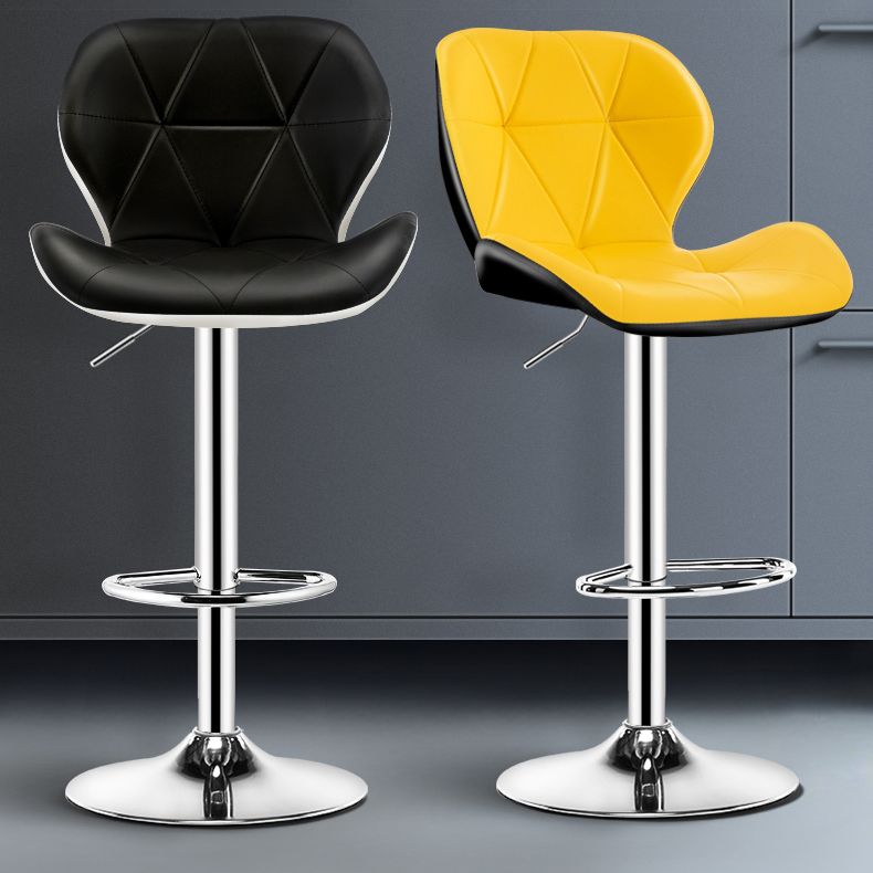 Scandinavian Metal Barstool Faux Leather Footrest Adjustable Counter Stool