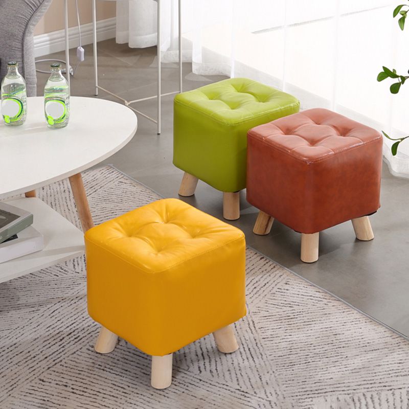 Water Resistant Pouf Tufted Whole Colored Square Faux Leather Pouf Stool