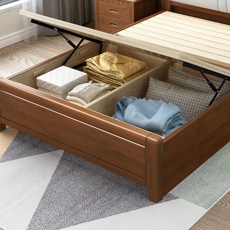 Solid Wood Footboard Bed Beveled Headboard Bed with Custom Legs