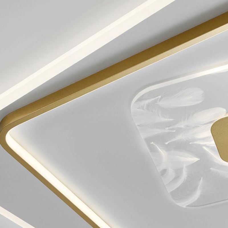 Geometry Shape LED Feather Ceiling Lamp Modern Aluminium 3 Lights Flush Mount for Bedroom