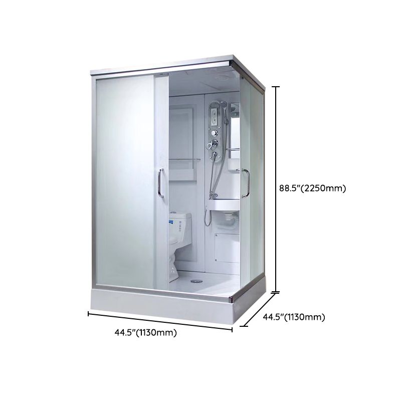 Double Sliding Rectangle Shower Kit White Frosted Shower Stall