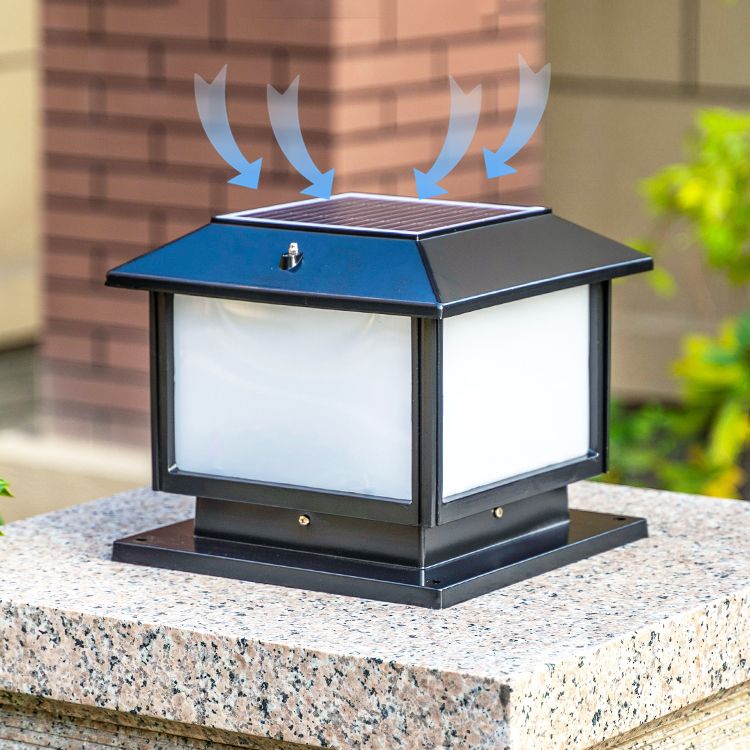 Geometric LED Pillar Light Modern Solar Lighting Fixture for Garden