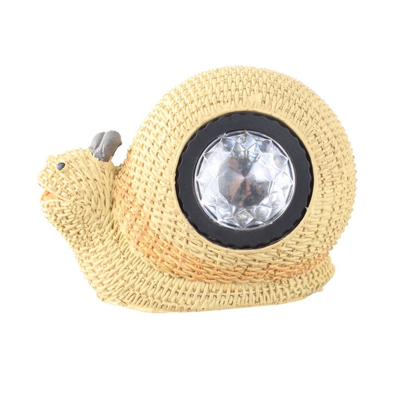 Cottage LED Solar Ground Light Yellow Faux Weaving Bird/Snail/Frog Table Lamp with Resin Shade