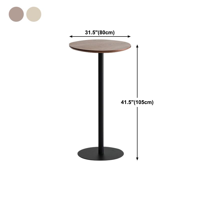 Industrial Solid Wood Bar Dining Table Steel Single Pedestal Bistro Table Fixed Table