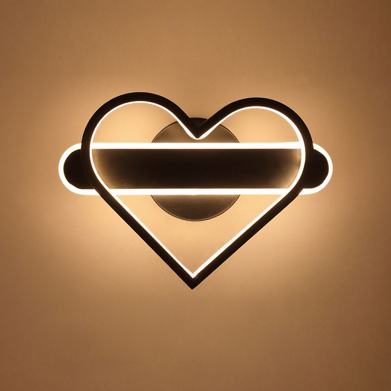 Heart Shaped Aluminum LED Wall Lamp 9.5" H Simplicity Lines Acrylic Sconce Lighting Fixture for Bedroom