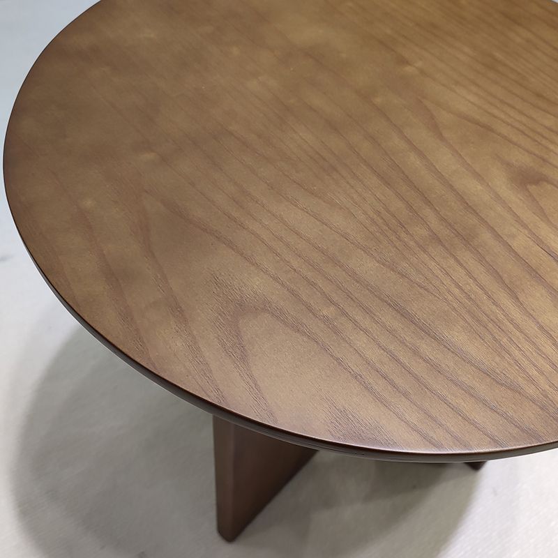 Scandinavian Round Wooden Top Side Table 19.6-inch Abstract End Table