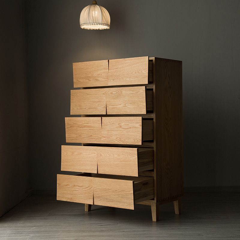 Modern Natural Cabinet with Drawers Solid Wood 16.9" D Chest