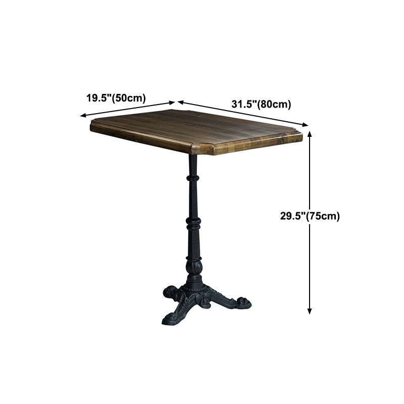 Industrial Kitchen Dining Table Solid Wood Table with Black Metal Pedestal Base