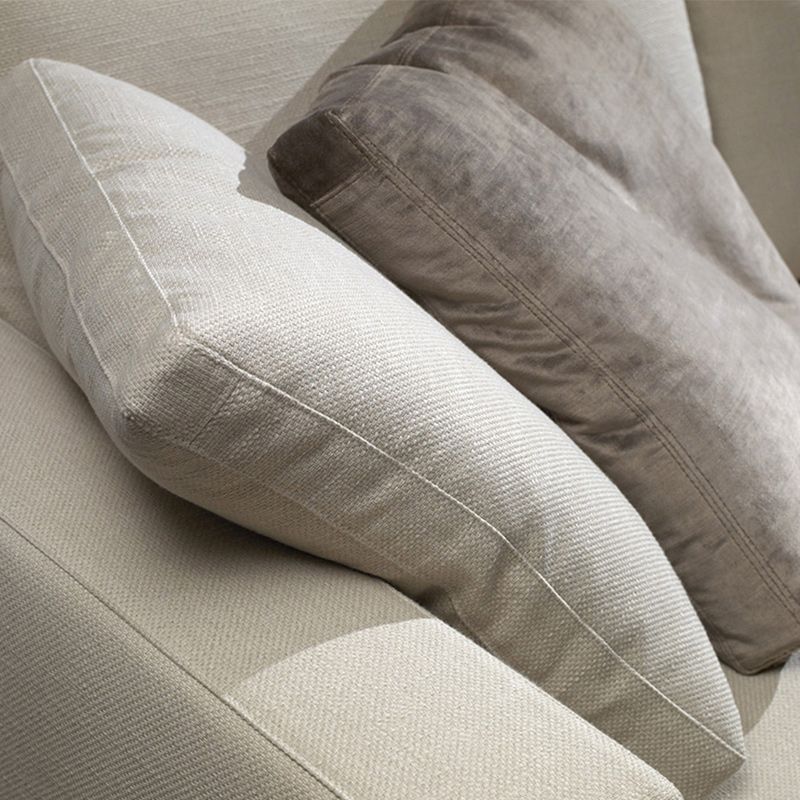 Creamy White Square Arm Contemporary Sofa with Loose Back with Multiple Cushions