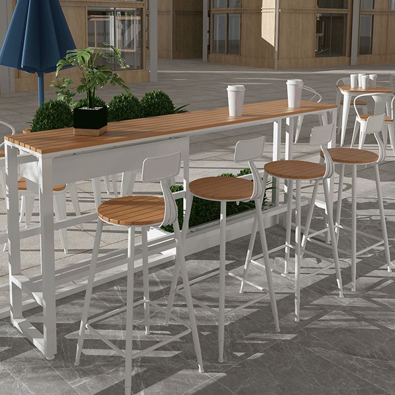 Industrial Bar-height Table with White Base Rectangle Table for Patio