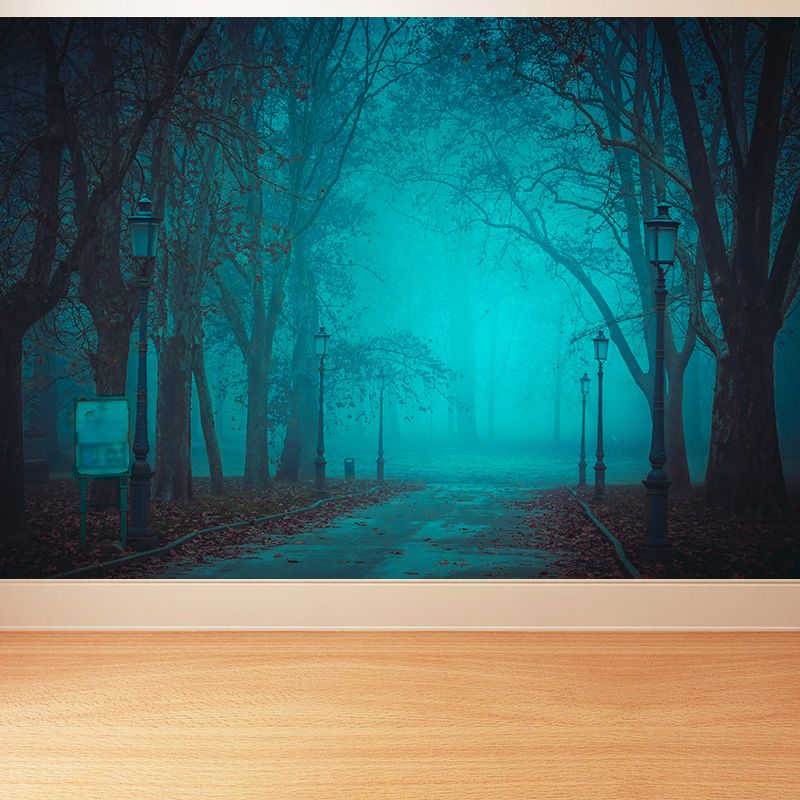 Whole Autumn Forest Mural Modern Mysterious Scenery Wall Art in Dark Color for Home