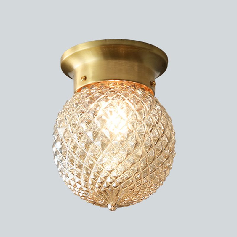 One-Light Antique Ceiling Light Brass Metal Ceiling Mounted Fixture