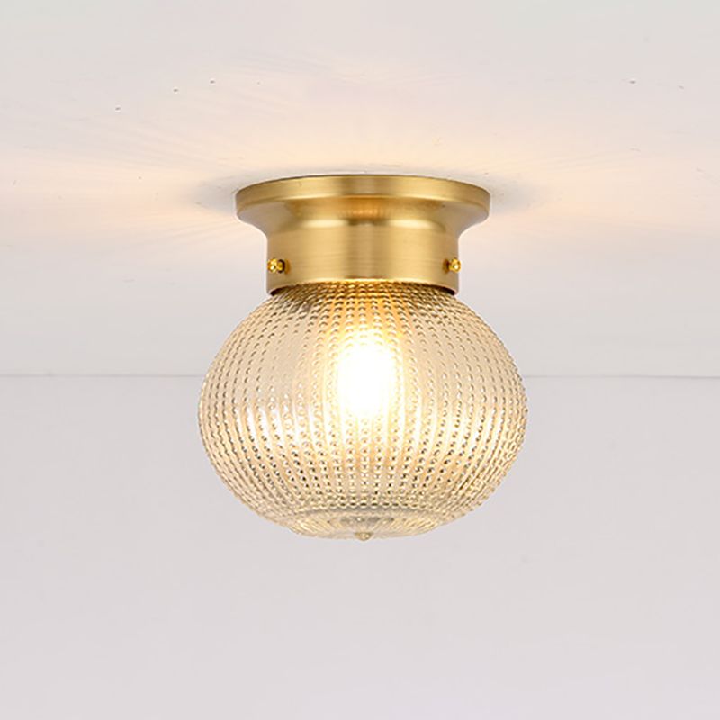 Glass Shade Ceiling Lamp Simplistic Aisle Brass Ceiling Mounted Light