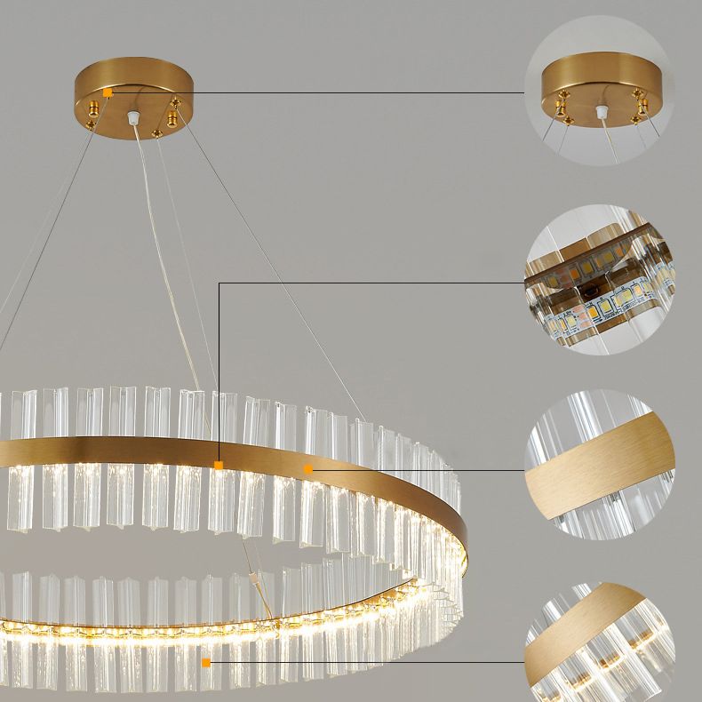 Postmodern Circular Suspended Lighting Fixture Crystal Hanging Ceiling Fixture for Restaurant