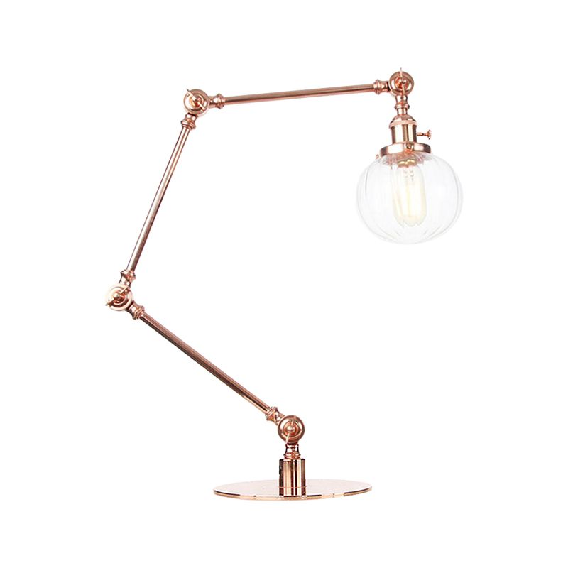 Éclairage de table globale en verre ambre / transparent vintage élégant 1 lampe de table finale noire / bronze claire pour chambre à coucher