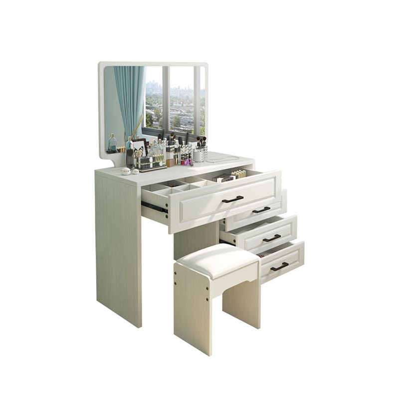 White Mirrored Vanity Bedroom Make-up Vanity 3-Piece Table Set