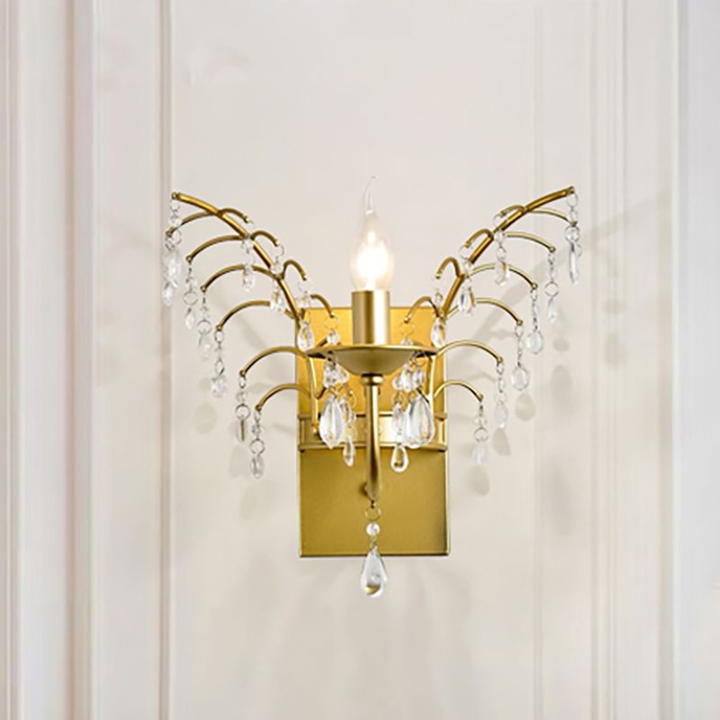 Candelabra Wall Light Contemporary Crystal 1 Light Brass Sconce Light avec conception de branche