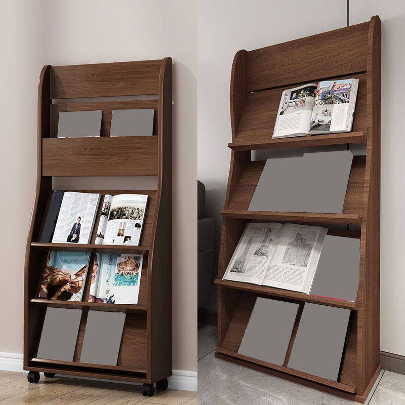 Contemporary Closed Back Bookcase Engineered Wood Vertical Bookshelf