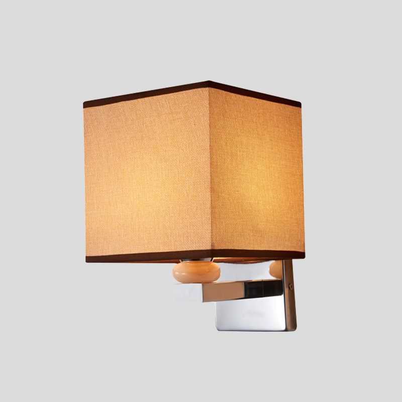 Fabric Cube Wall Sconce Lighting Contemporary LED Sconce Light in White/Black/Beige