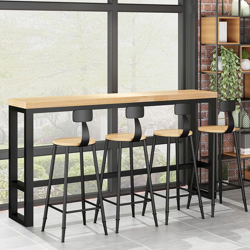 1/5 Pieces Industrial Rectangular Pub Table Set Wooden Counter Table with Armless Stools