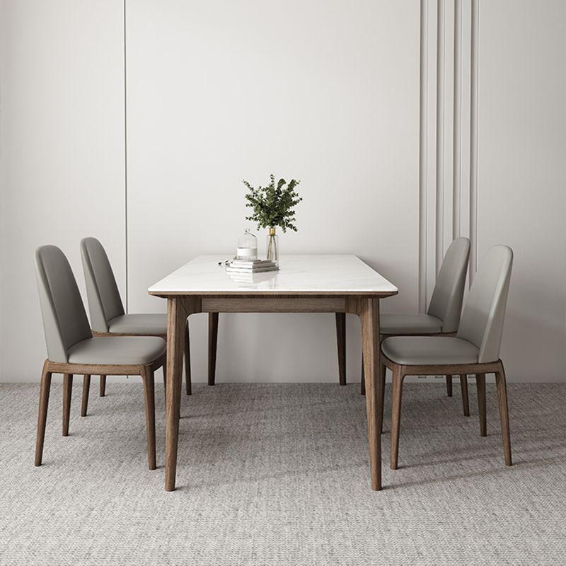 Contemporary 1/4/5/7 Pieces Dining Room Set Stone Rectangle Furniture in White