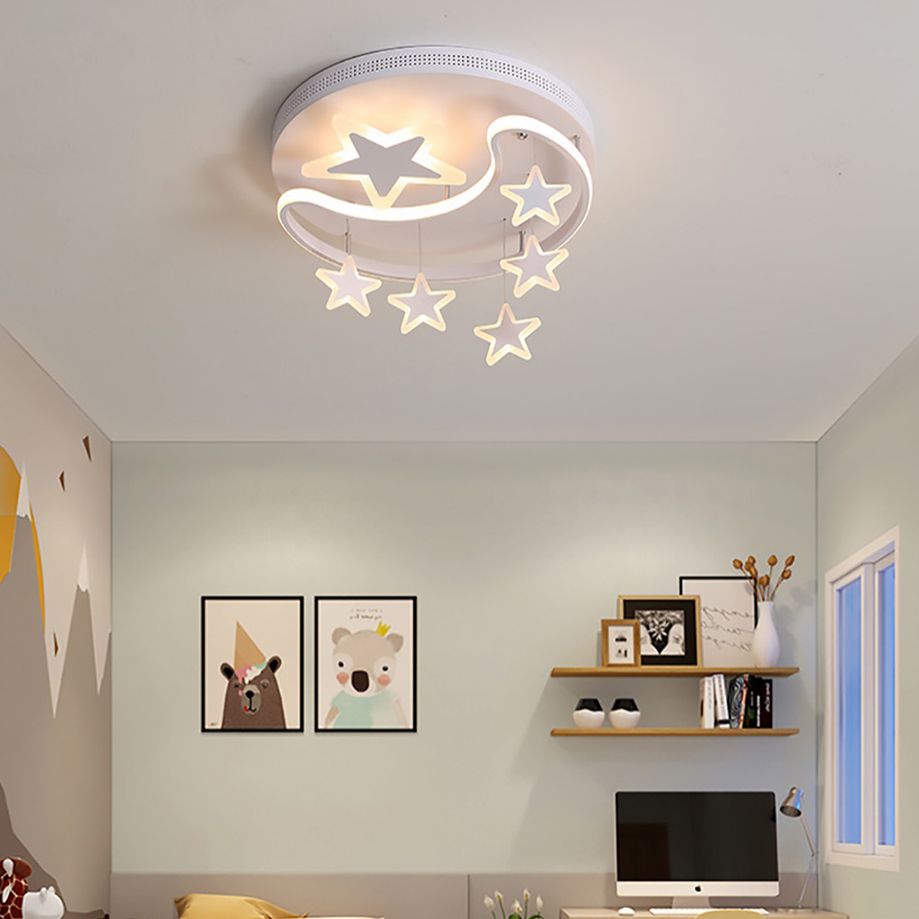 Moon And Star Flush Ceiling Lights 1 Light Acrylic Creative Flush-Mount Light Fixture
