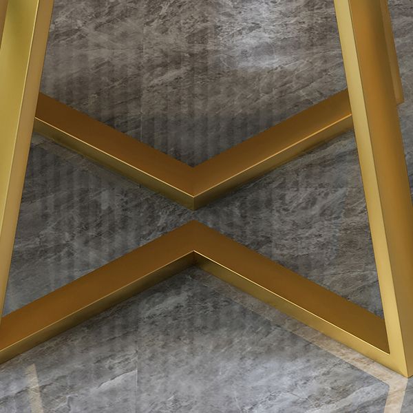 Glam Stone Square White Dining Table Metal Base for Dining Room