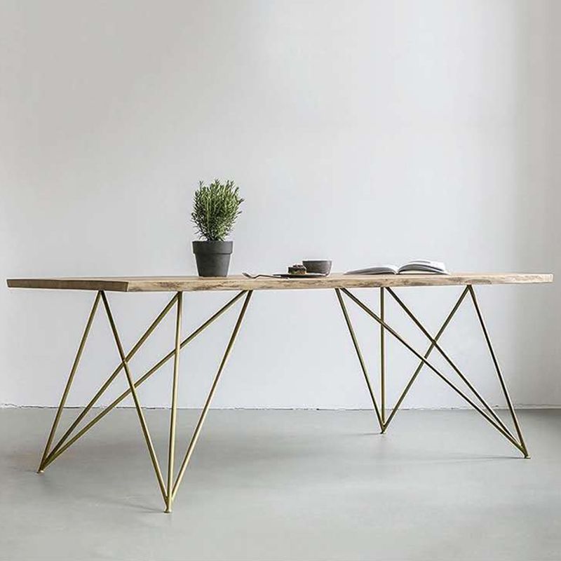 Table de salle à manger en bois de style industriel, table de forme rectangulaire avec base à 4 pieds