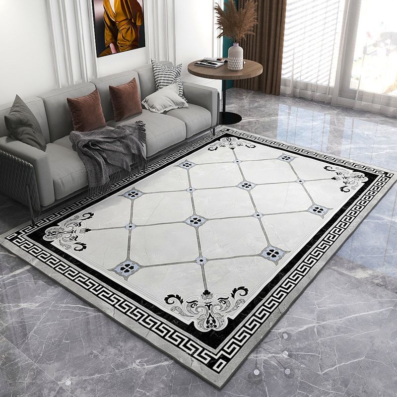 Solid Color Modern Area Carpet Polyester European Print Indoor Rug Easy Care Carpet for Living Room