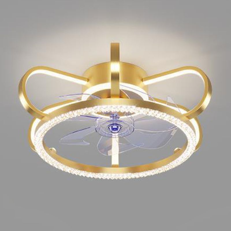 Metal Crown Ceiling Fan Lamp Modern Style LED Ceiling Light for Kids Bedroom