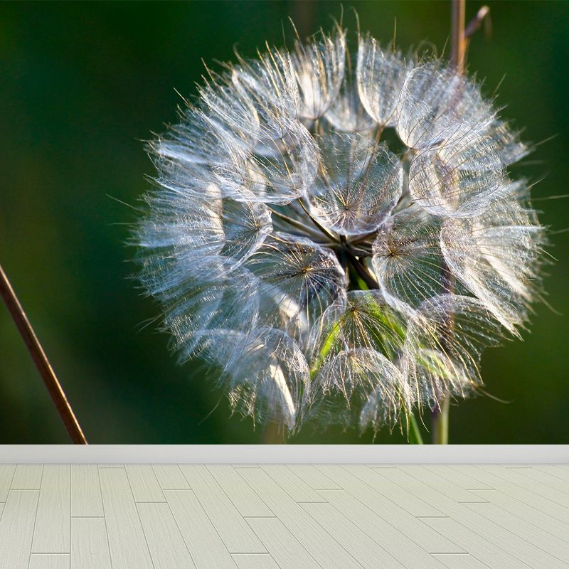 White Plant Modernist Wall Mural Decal Stain Resistant, Made to Measure